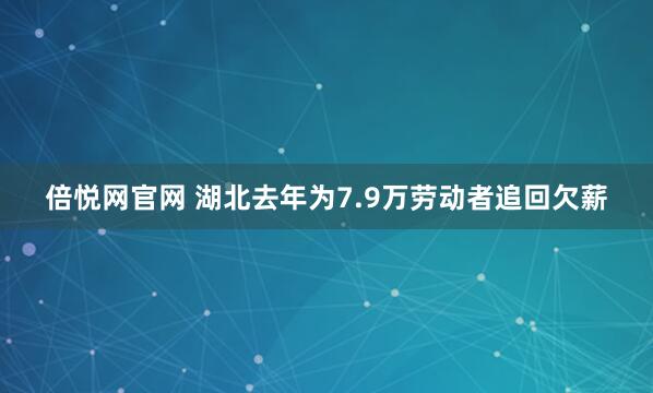倍悦网官网 湖北去年为7.9万劳动者追回欠薪